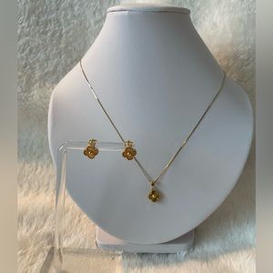 18k solid gold pendant with chain and earrings set from Dubai